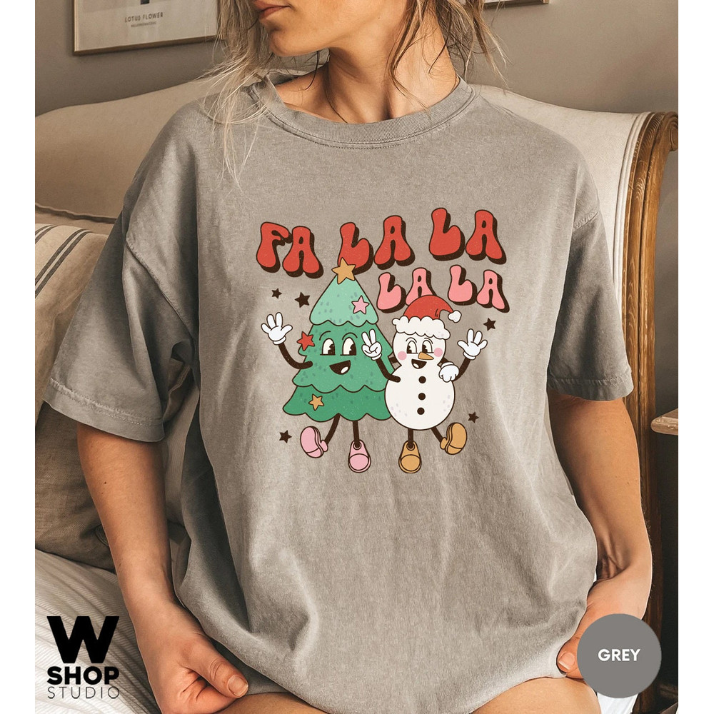 Retro Christmas Comfort Colors Shirt, Fa La La Tree Shirt, Vintage Santa Christmas Shirt, Retro Holiday Shirt, Ugly Sweater Shirt - 3.jpg