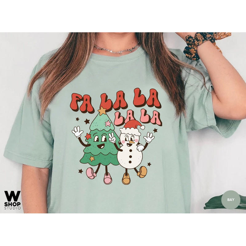 Retro Christmas Comfort Colors Shirt, Fa La La Tree Shirt, Vintage Santa Christmas Shirt, Retro Holiday Shirt, Ugly Sweater Shirt - 4.jpg