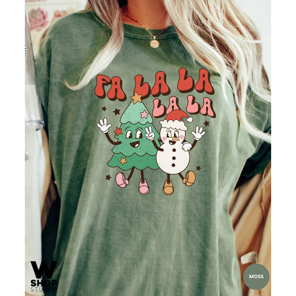 Retro Christmas Comfort Colors Shirt, Fa La La Tree Shirt, Vintage Santa Christmas Shirt, Retro Holiday Shirt, Ugly Sweater Shirt - 5.jpg