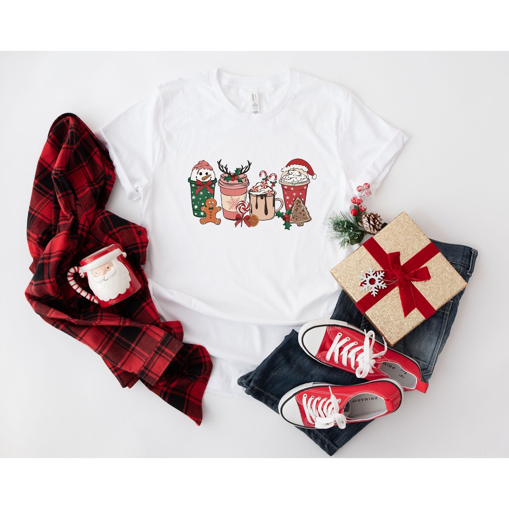Retro Christmas Shirt, Snowman Coffee Latte Shirt, Vintage Santa Christmas Shirt, Retro Holiday Shirt, Ugly Sweater Shirt, Tee - 6.jpg