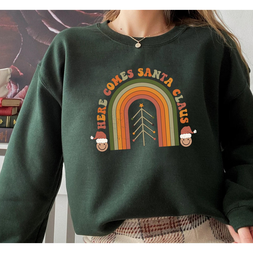 Retro Christmas sweatshirt, Hippie Santa Claus Sweatshirt, Cute christmas sweatshirt, Christmas sweatshirt, Vintage sweatshirt - 1.jpg