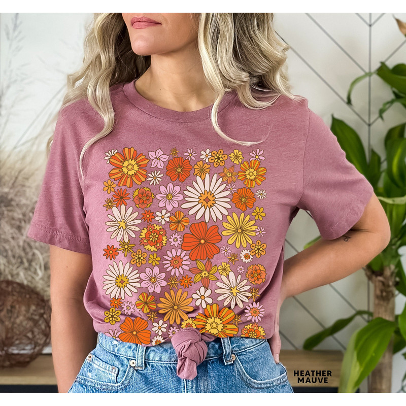 Retro Flower Shirt, Wildflower Tshirt, Wild Flowers Shirt, Floral Tshirt, Gift for Women, Ladies Shirts, Best Friend Gift - 5.jpg