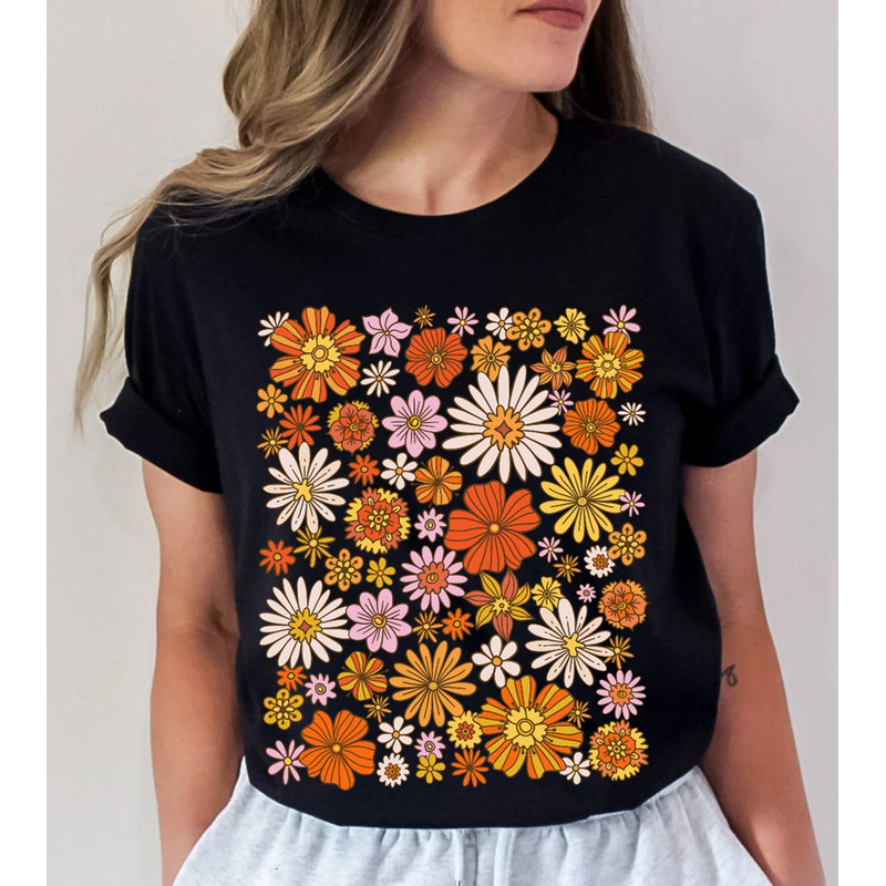 Retro Flower Shirt, Wildflower Tshirt, Wild Flowers Shirt, Floral Tshirt, Gift for Women, Ladies Shirts, Best Friend Gift - 8.jpg