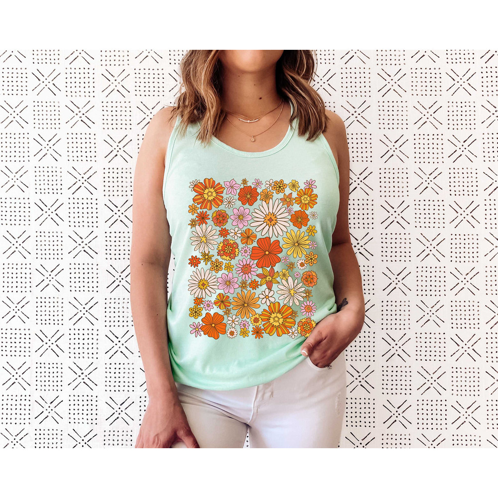 Retro Flower Tank Top, Wildflower Tank Tee, Wild Flowers Womens Top, Floral Tank Top, Gift for Women, Ladies Tank Top, Best Friend Gift - 8.jpg