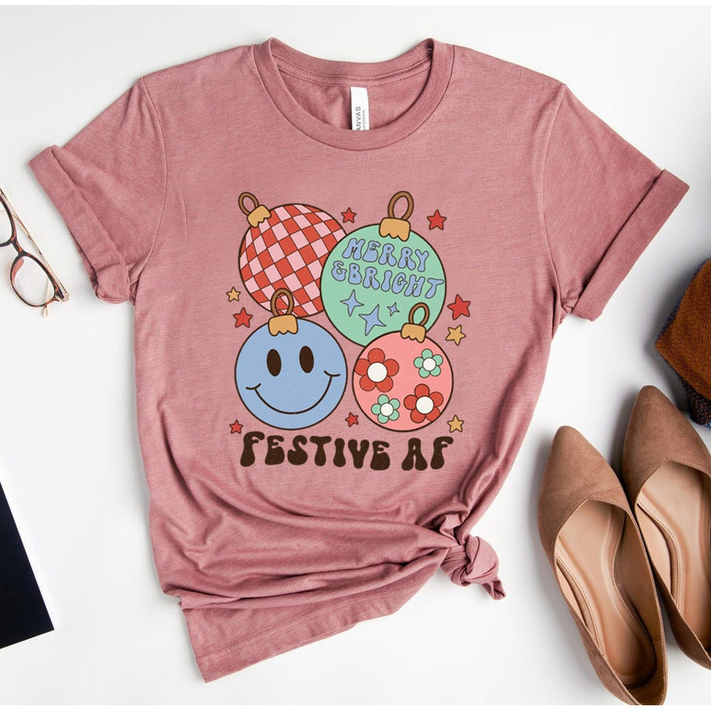 Retro merry t-shirt, Christmas t-shirt, Christmas graphic tee, holiday apparel, merry Christmas tee, womens holiday shirt, cute xmas shirt - 3.jpg