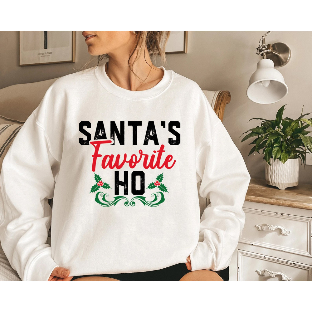Santa's Favorite Ho Sweatshirt, Off the Shoulder, Slouchy Sweatshirt, Ugly Christmas Sweater, Plus Size Clothing for Women - 3.jpg