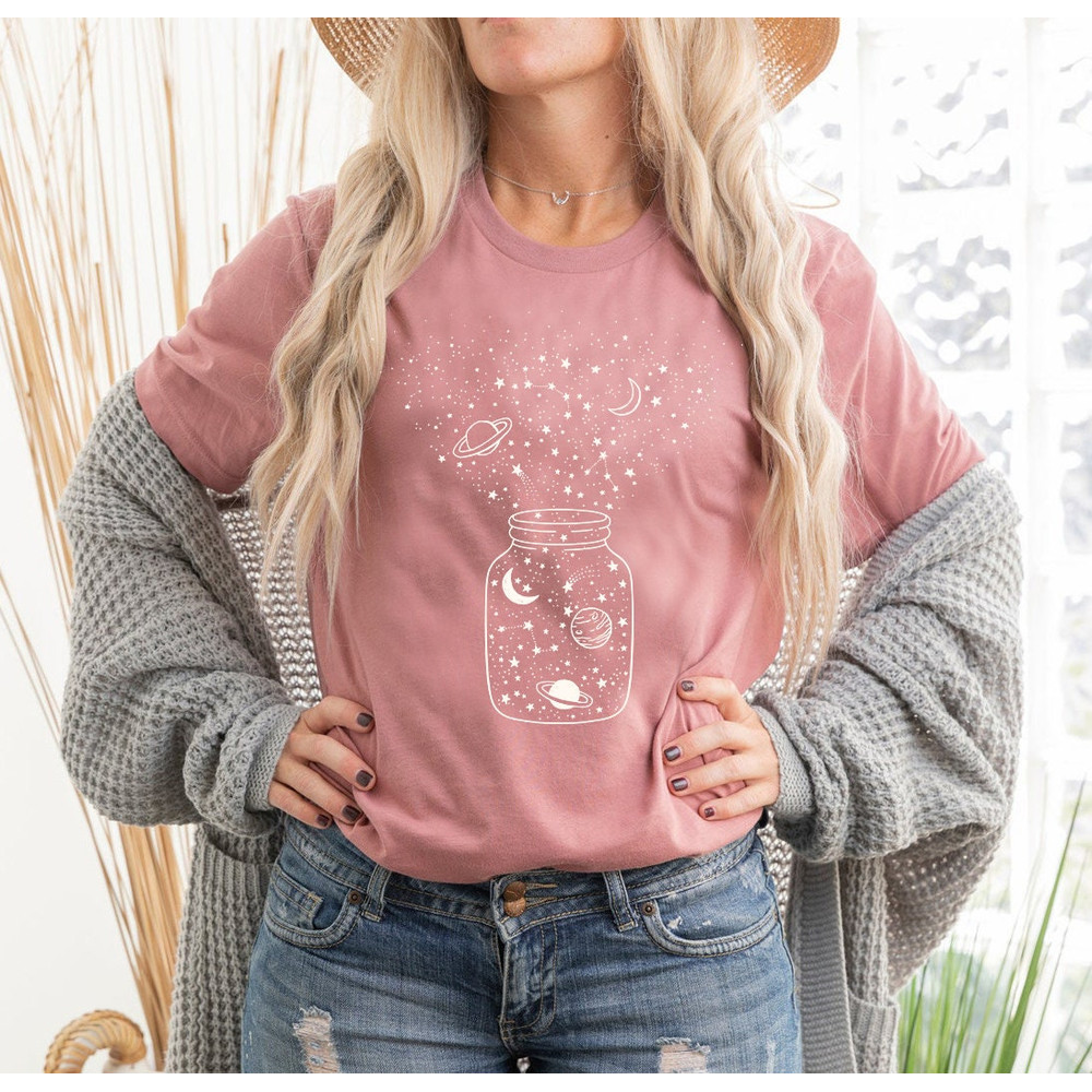 Space Shirt, Star Galaxy T shirt, Astronomy Shirt, Outdoors Shirt, Crescent Moon, Milky Way, Star Unisex Shirt, Constellation Tshirt - 3.jpg