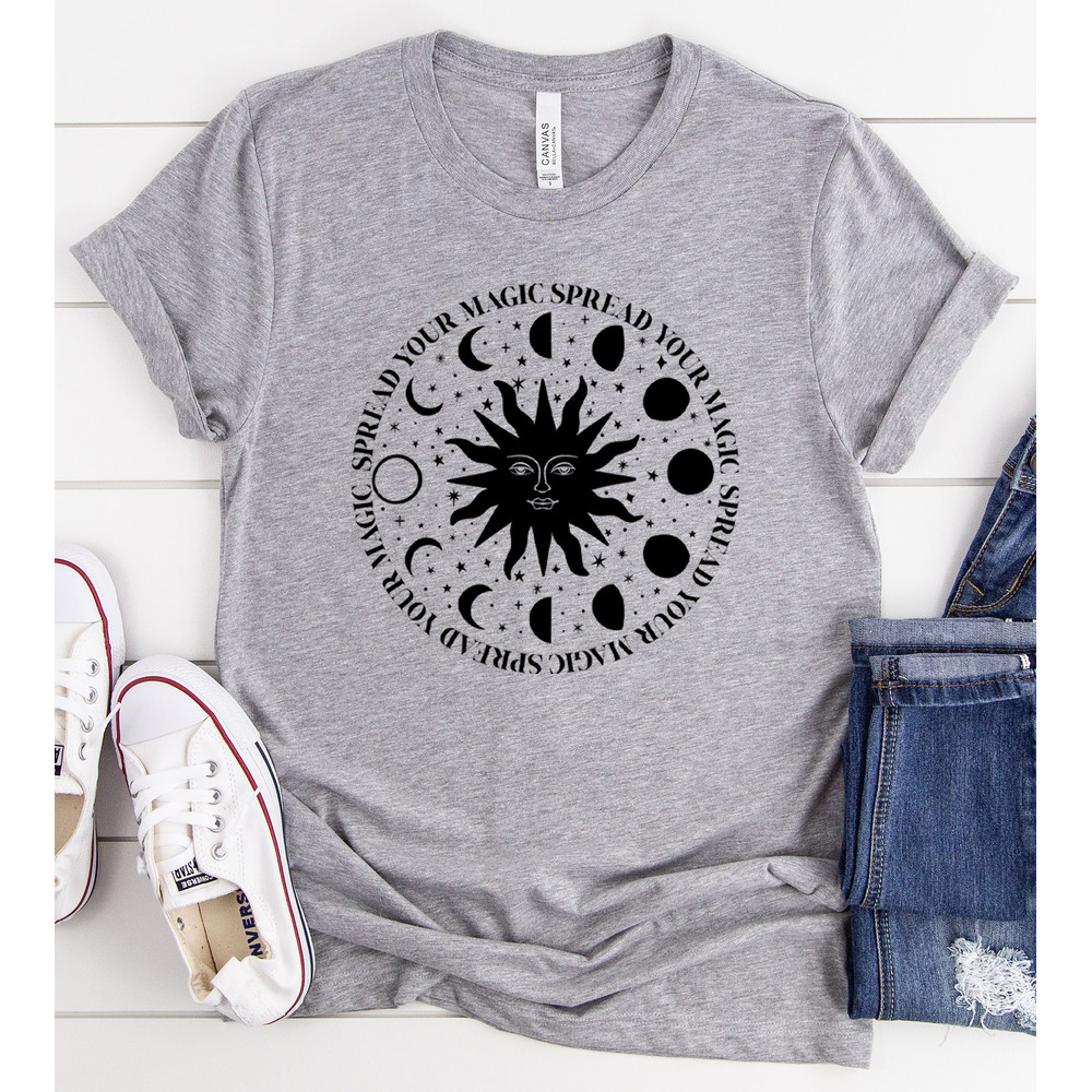 Sun And Moon Shirt, Boho Celestial Sun and Moon T-shirt, Hippie Shirt, Bohemian Sun And Moon Shirt, Oversized T-shirt, Comfort Colors Pepper - 4.jpg