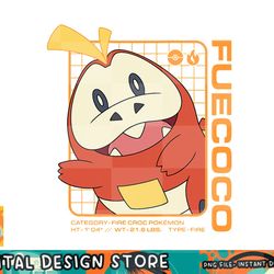 pokemon - fuecoco stats png, digital prints, sublimation