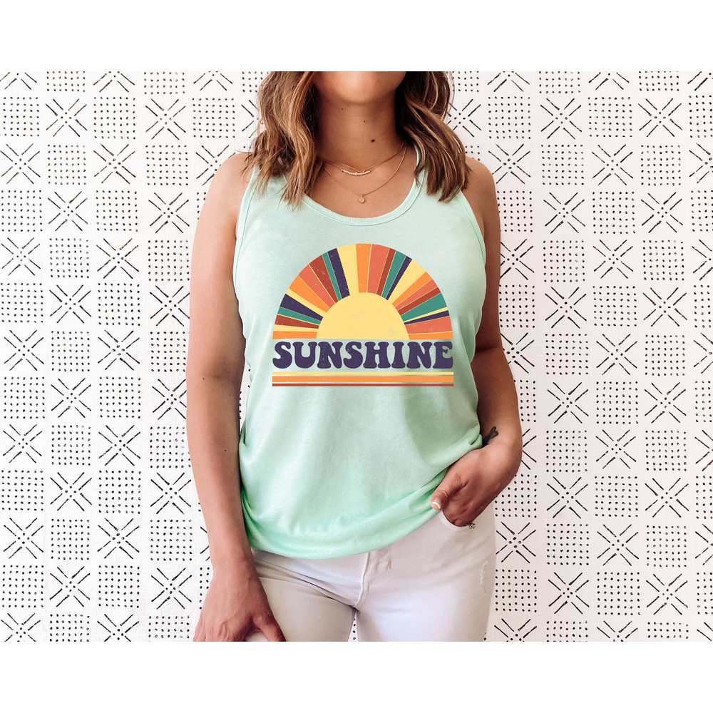 Sunshine Tank, Cute Summer Tanks, Sunflower Tank Top Women, Sunflower Summer Racerback Tank, Retro Summer Tee, Cute Vacation Tanks - 1.jpg