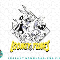 kids looney tunes group shot outline yellow logo png, sublimation, digital download