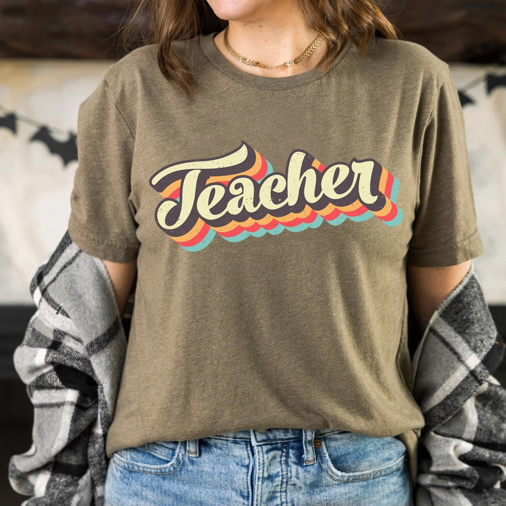 Teacher Shirt Retro Rainbow Design, teacher shirt, retro teacher shirt, retro rainbow shirt - 1.jpg
