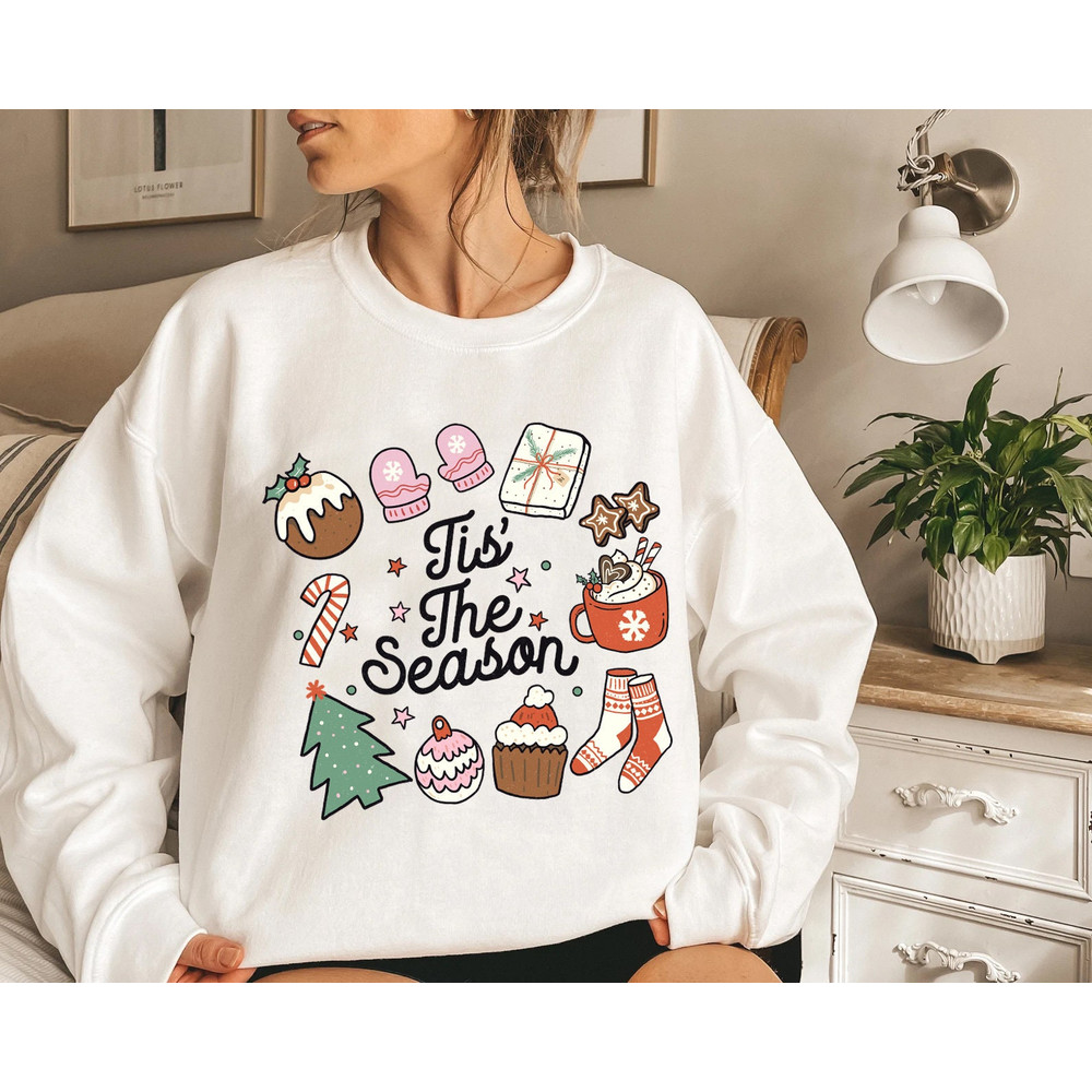 Tis The Season Retro Christmas Sweatshirt and Hoodie, Womens Christmas Sweatshirt, Cute Christmas Crewneck, Trendy Christmas Sweatshirts - 3.jpg
