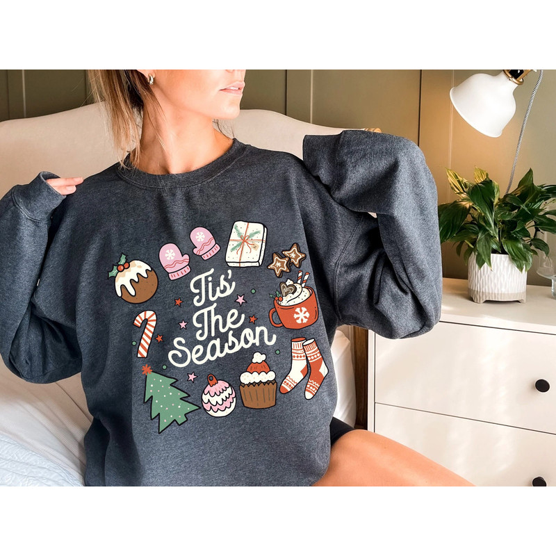 Tis The Season Retro Christmas Sweatshirt and Hoodie, Womens Christmas Sweatshirt, Cute Christmas Crewneck, Trendy Christmas Sweatshirts - 5.jpg