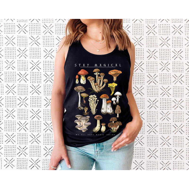 Vintage Illustration Mushroom Decor Art Shirt, Botanical Tank Top, Plant Tank Shirt, Mushroom Tank Top, Hippie Shirt, Nature Lover - 1.jpg