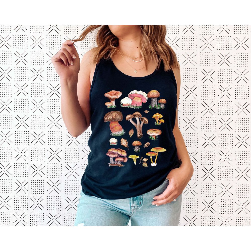 Vintage Illustration Mushroom Decor Art Shirt, Botanical Tank Top, Plant Tank Shirt, Mushroom Tank Top, Hippie Shirt, Nature Lover - 2.jpg