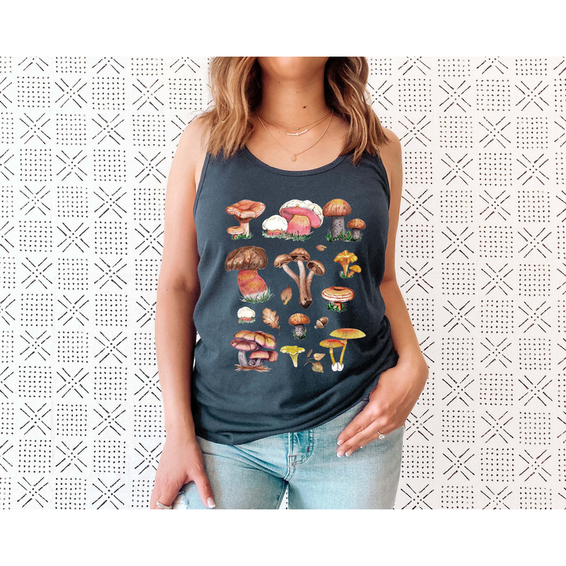 Vintage Illustration Mushroom Decor Art Shirt, Botanical Tank Top, Plant Tank Shirt, Mushroom Tank Top, Hippie Shirt, Nature Lover - 3.jpg