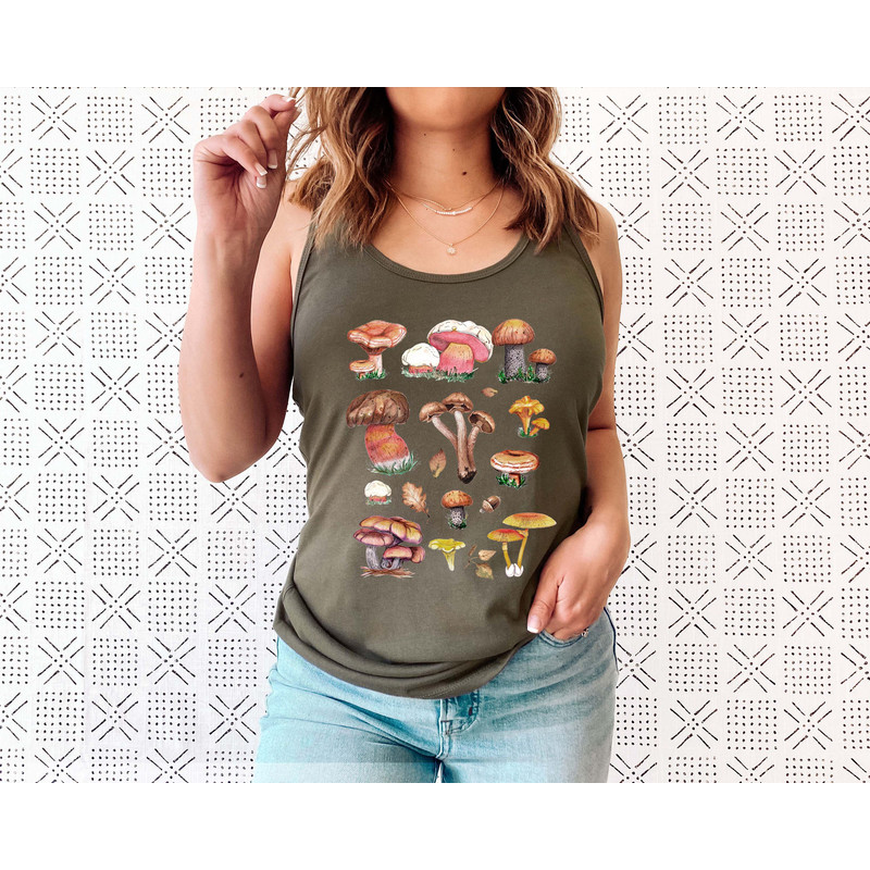Vintage Illustration Mushroom Decor Art Shirt, Botanical Tank Top, Plant Tank Shirt, Mushroom Tank Top, Hippie Shirt, Nature Lover - 7.jpg