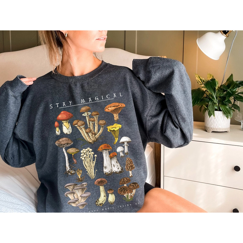 Vintage Illustration, Mushroom Decor Art Shirt, Botanical Sweatshirt, Plant Sweatshirt, Mushroom Hippie Shirt, Nature Lover - 4.jpg