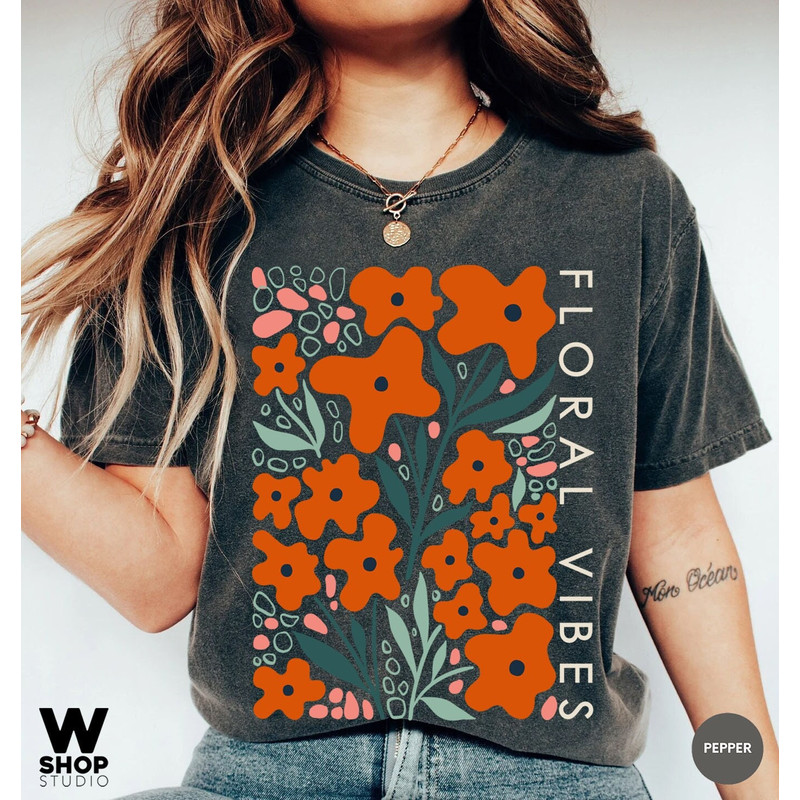 Vintage Wildflower Tshirt, Bohemian Tee, Floral Flower Shirt, Oversized Hippie Gift for Women, Ladies Shirts, Best Friend Gift - 1.jpg