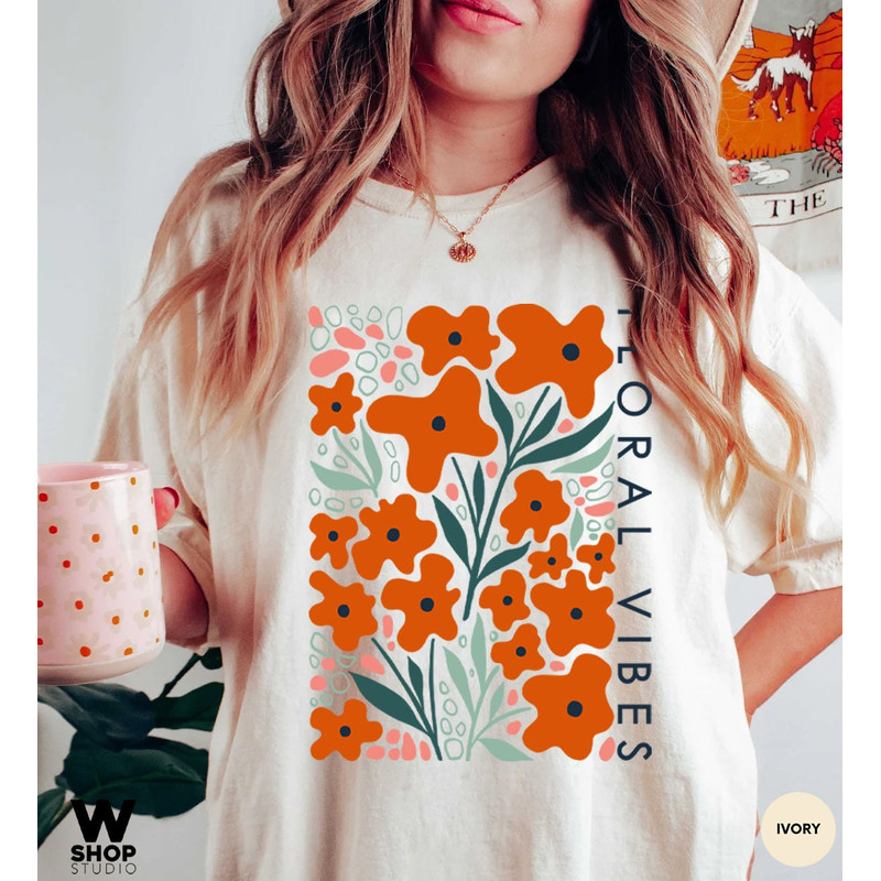 Vintage Wildflower Tshirt, Bohemian Tee, Floral Flower Shirt, Oversized Hippie Gift for Women, Ladies Shirts, Best Friend Gift - 2.jpg