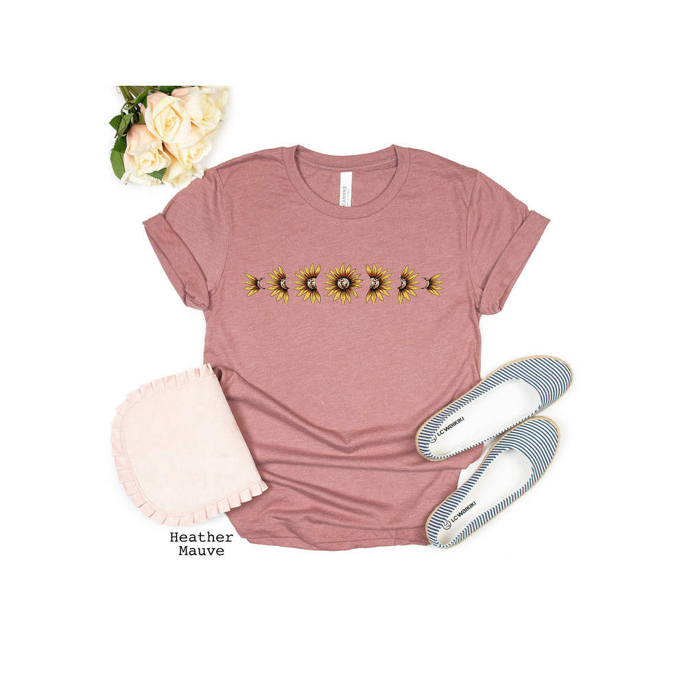 Vintage Sunflower Shirt Womens Moon Phase Fall T-Shirt Shirt Comfy Floral Botanical Tee Boho Hippie Flower Girl Shirt Nature Garden Gift - 5.jpg