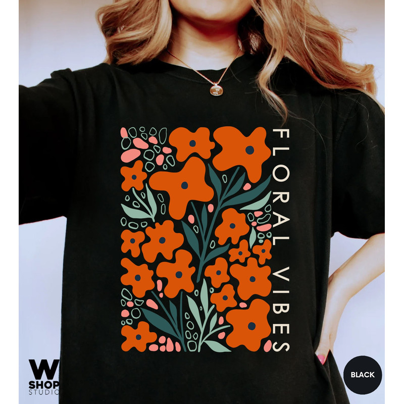 Vintage Wildflower Tshirt, Bohemian Tee, Floral Flower Shirt, Oversized Hippie Gift for Women, Ladies Shirts, Best Friend Gift - 5.jpg