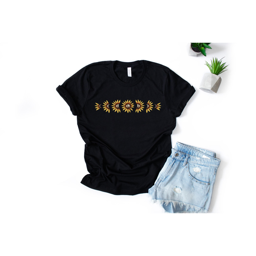 Vintage Sunflower Shirt Womens Moon Phase Fall T-Shirt Shirt Comfy Floral Botanical Tee Boho Hippie Flower Girl Shirt Nature Garden Gift - 6.jpg