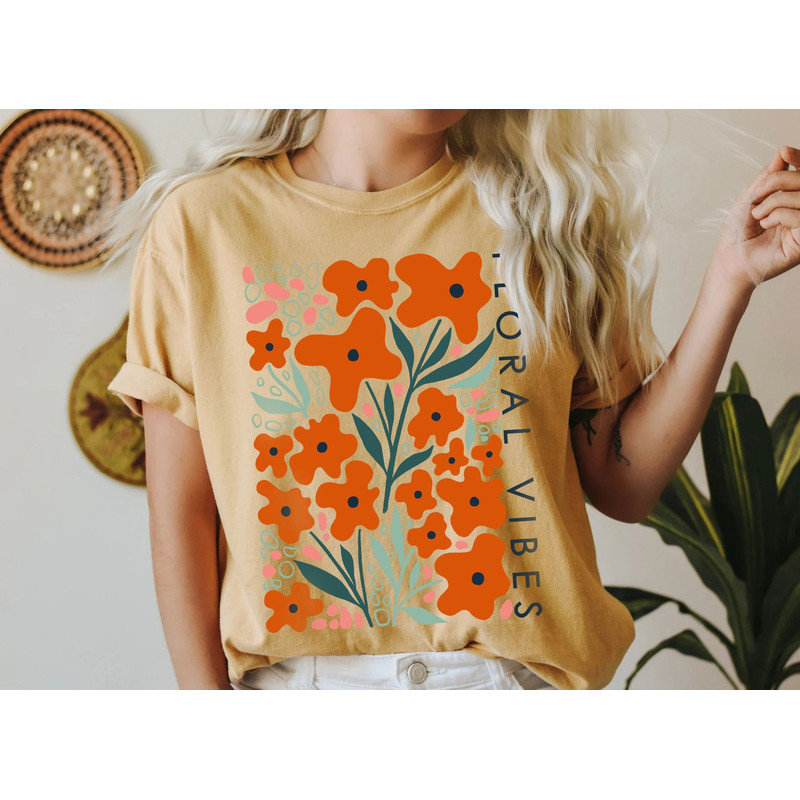 Vintage Wildflower Tshirt, Bohemian Tee, Floral Flower Shirt, Oversized Hippie Gift for Women, Ladies Shirts, Best Friend Gift - 7.jpg