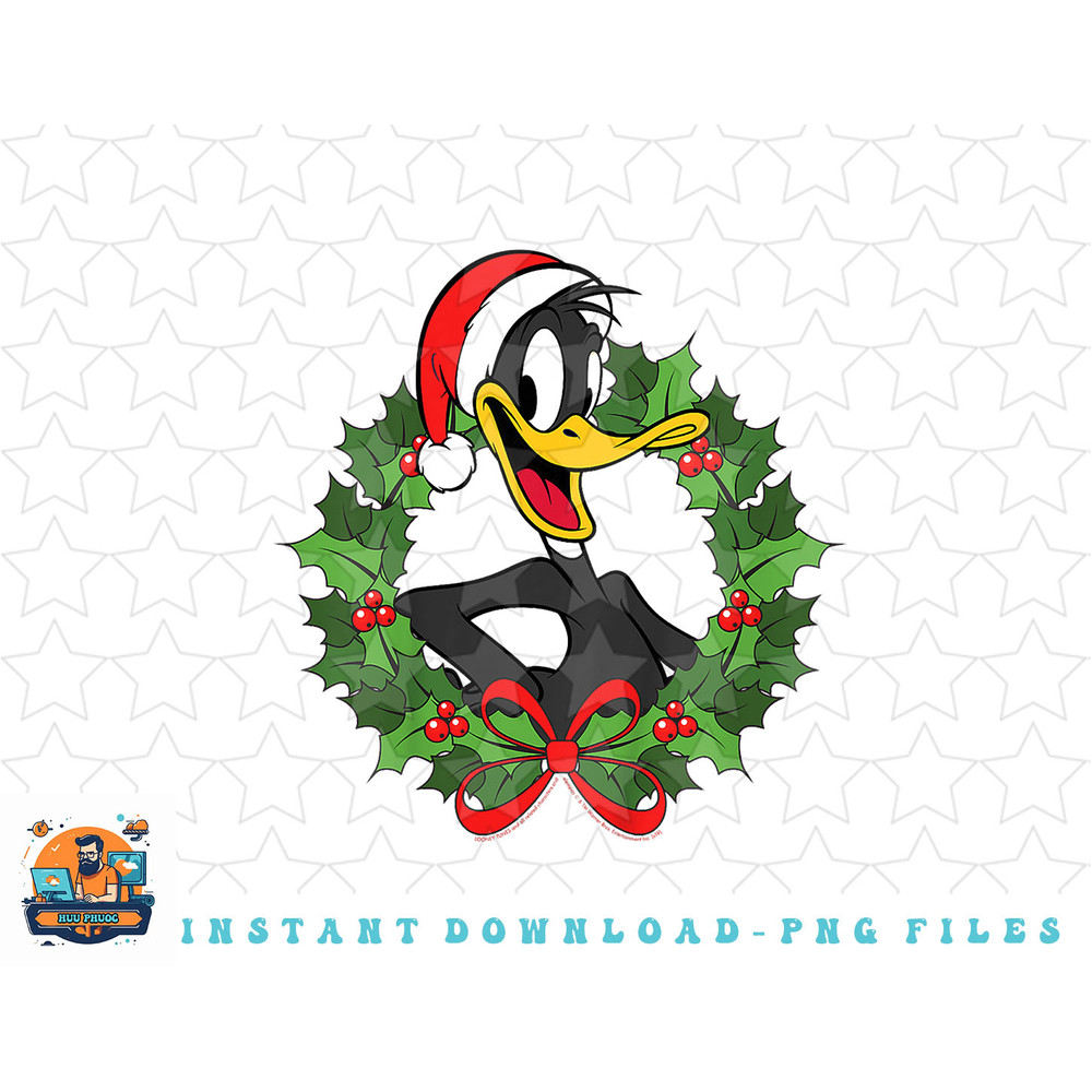 Kids Looney Tunes Christmas Daffy Duck Wreath png, sublimation, digital download.jpg