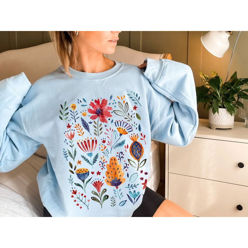 Wildflower Sweatshirt, Wild Flowers Tee, Floral Tshirt, Gift for Women, Ladies Shirts, Best Friend Gift - 5.jpg