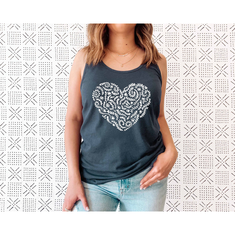 Wildflower Tank Tshirt, Wild Flowers Shirt, Heart Floral Tank Top, Flower Tank, Valentine Gift for Women, Ladies Tank Top - 5.jpg