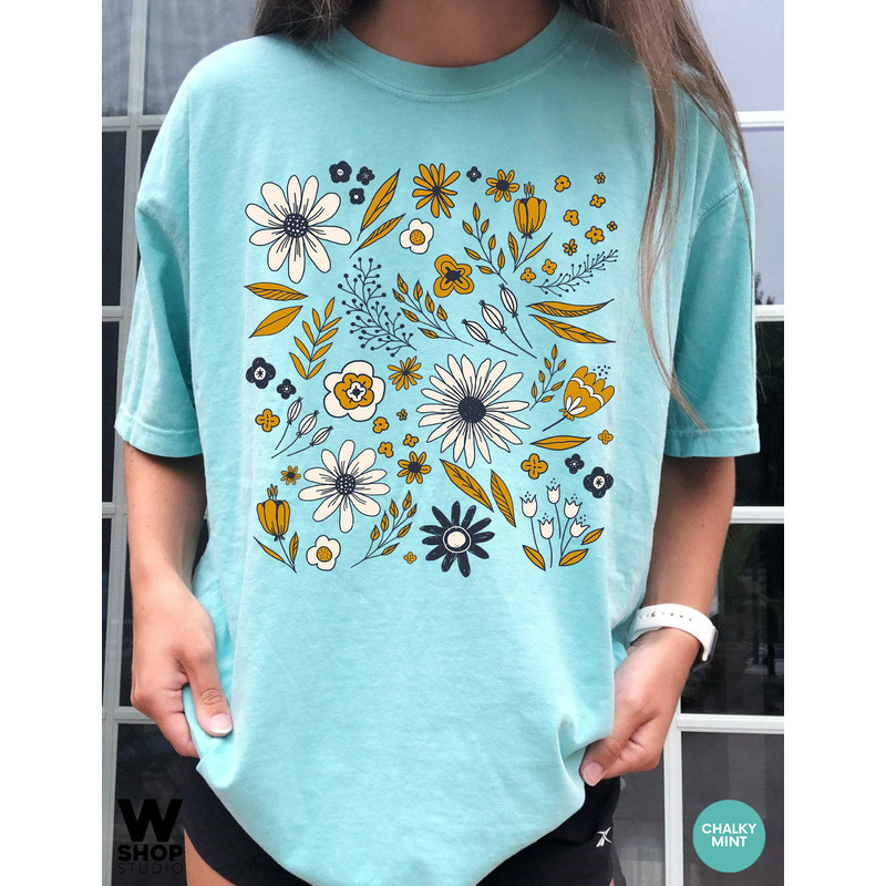 Wildflower Tshirt, Comfort Colors Shirt, Floral Tshirt, Flower Shirt, Gift for Women, Ladies Shirts, Best Friend Gift - 7.jpg