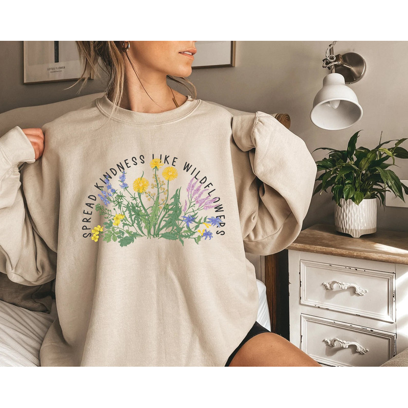 Wildflower T-shirt, Floral Sweatshirt, Vintage Floral Tee, Flower Fall Sweatshirt, Womens Sweatshirt, Ladies Top, Best Friend Gift - 3.jpg