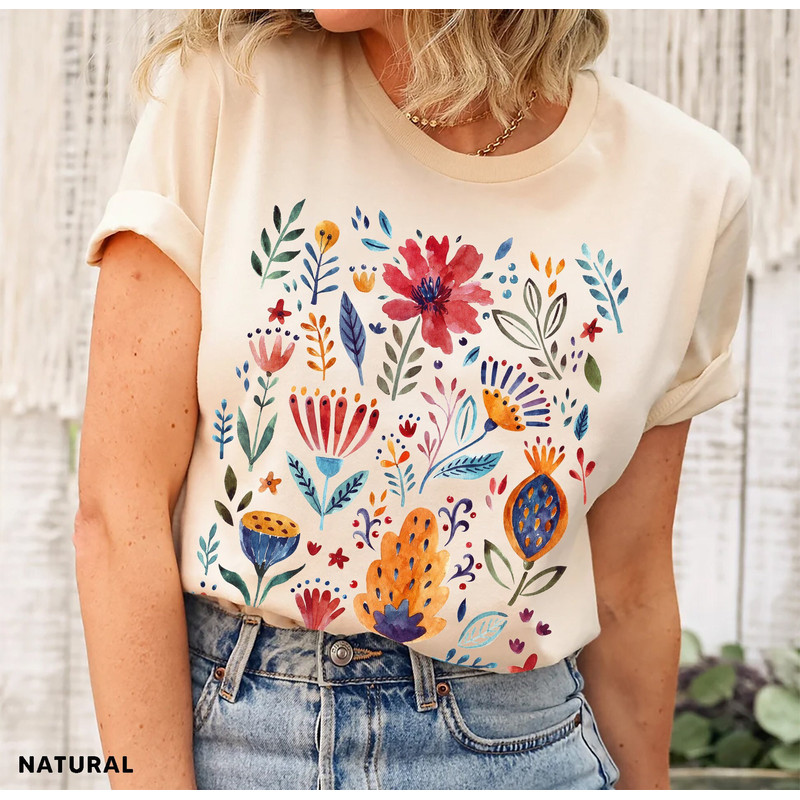 Wildflower Tshirt, Wild Flowers Shirt, Floral Tshirt, Flower Shirt, Gift for Women, Ladies Shirts, Best Friend Gift - 1.jpg
