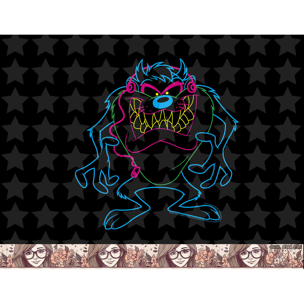 Kids Looney Tunes Taz Neon Outline png, sublimation, digital download .jpg