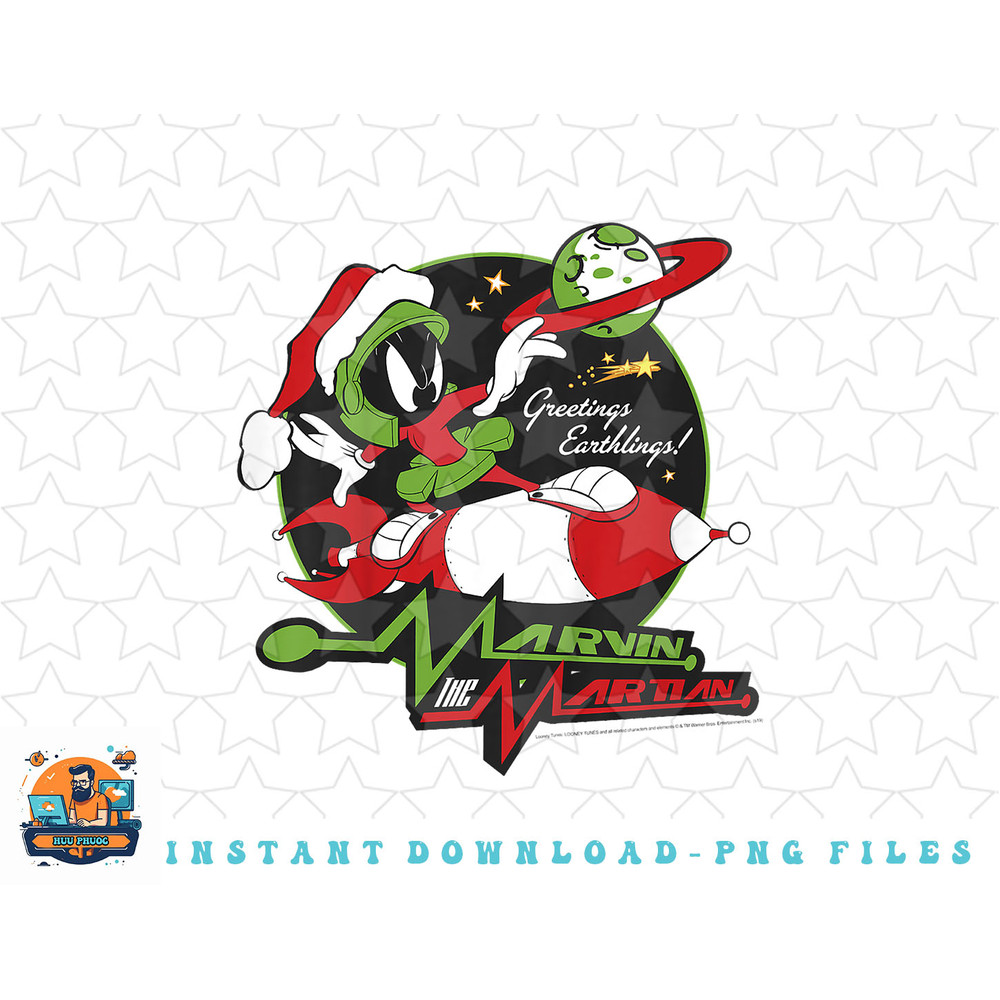 Kids Looney Tunes Christmas Marvin The Martian Greetings png, sublimation, digital download.jpg