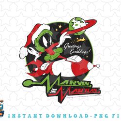 kids looney tunes christmas marvin the martian greetings png, sublimation, digital download