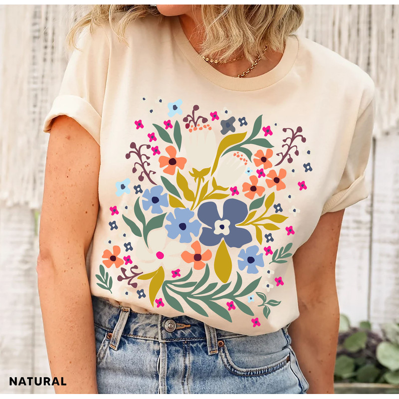 Wildflower Tshirt, Wild Flowers Shirt, Floral Tshirt, Flower Shirt, Gift for Women, Ladies Shirts, Best Friend Gift - 5.jpg