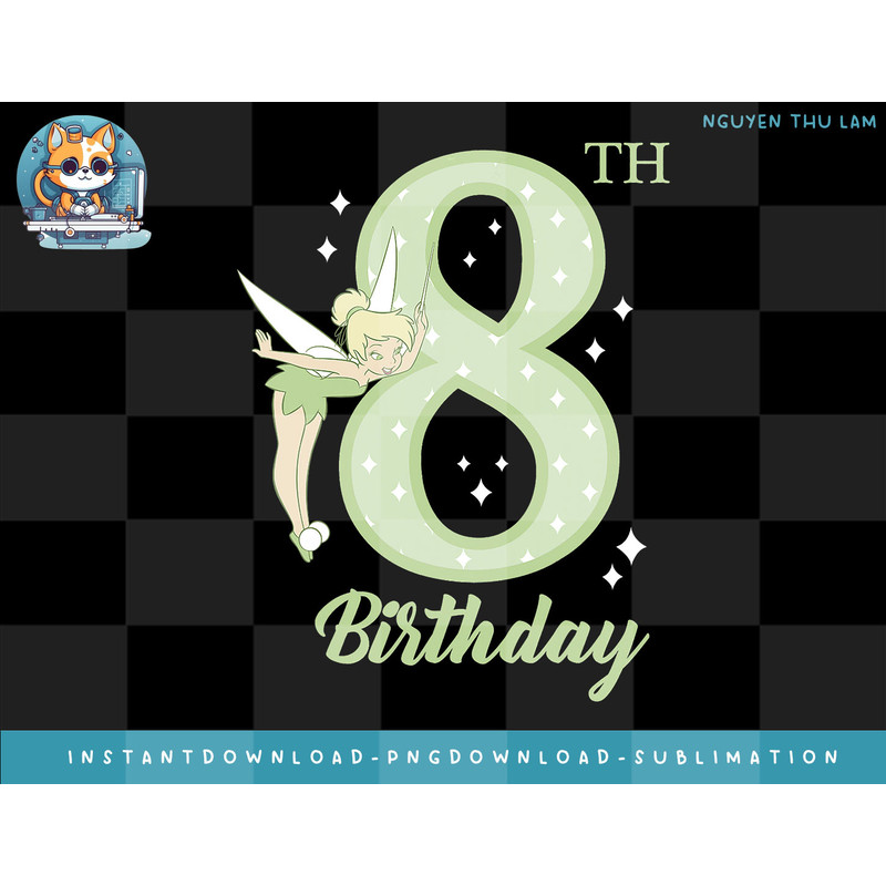Disney Peter Pan 8th Birthday Tinkerbell Portrait png, digital prints.jpg