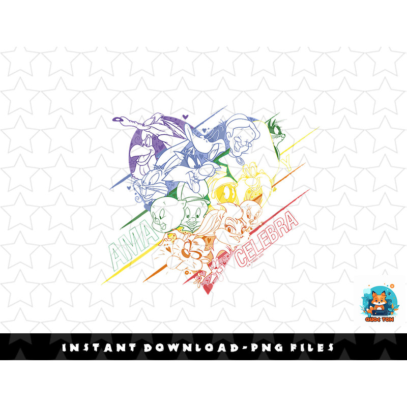 Looney Tunes Ama Celebra Rainbow Group Heart png, sublimation, digital download.jpg