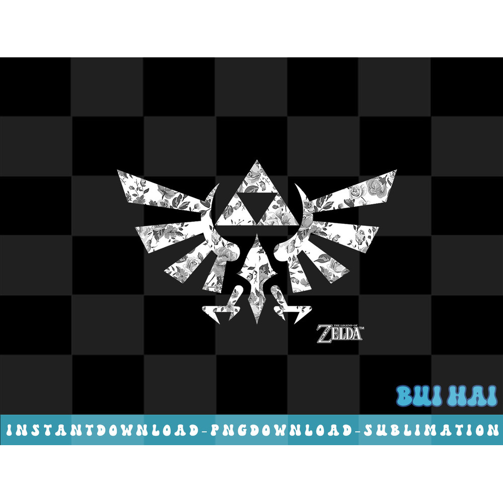 Legend of Zelda Hyrule Crest Triforce Floral Logo T-Shirt png, sublimate, digital download.jpg