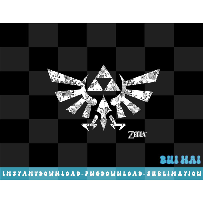 Legend of Zelda Hyrule Crest Triforce Floral Logo T-Shirt png, sublimate, digital download.jpg