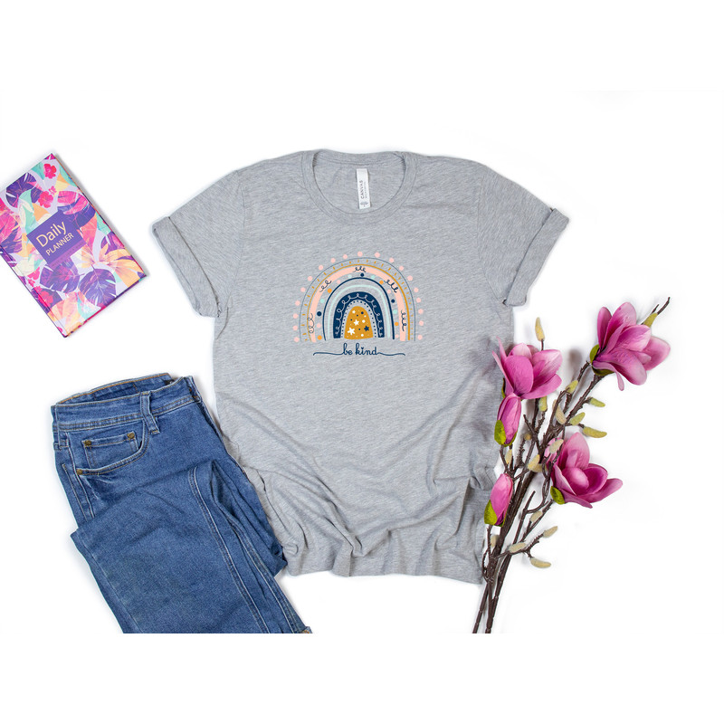 Women's Graphic Tees Be Kind Shirt Rainbow Shirt Be Kind T-Shirt Bee Kind Tee Inspirational Shirt Oh Happy Day Boho Tshirt - 3.jpg