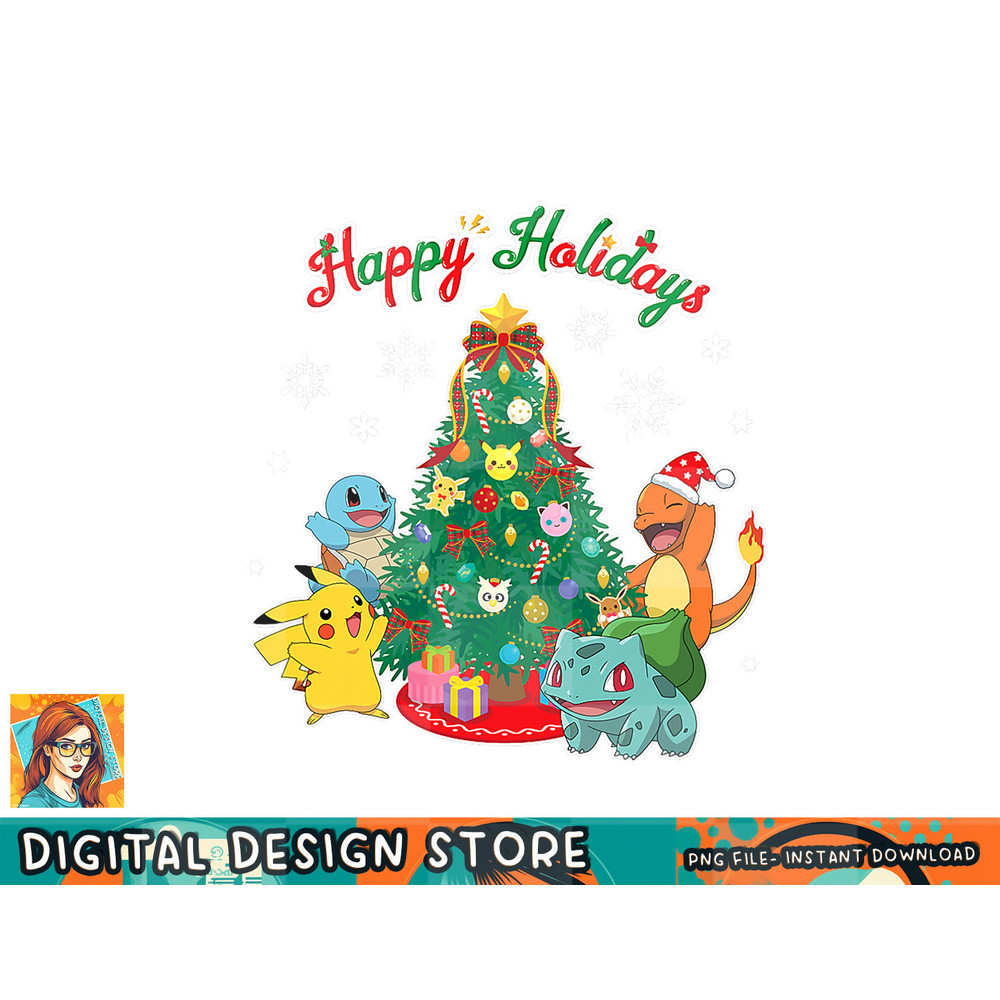 Pokemon - Happy Holidays Christmas Celebration Group png, digital prints, sublimation.jpg