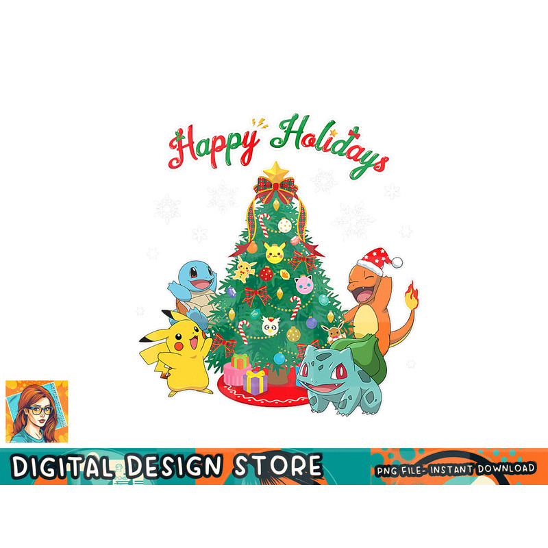 Pokemon - Happy Holidays Christmas Celebration Group png, digital prints, sublimation.jpg