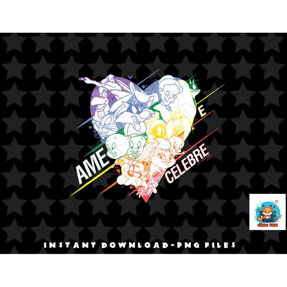 Looney Tunes Ame Celebre Rainbow Group Heart png, sublimation, digital download.jpg