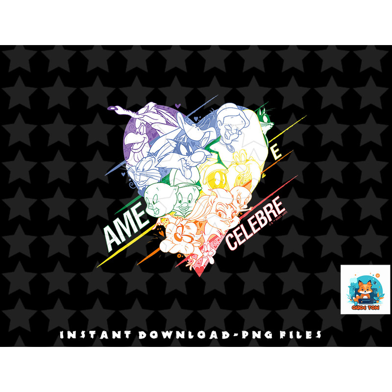 Looney Tunes Ame Celebre Rainbow Group Heart png, sublimation, digital download.jpg