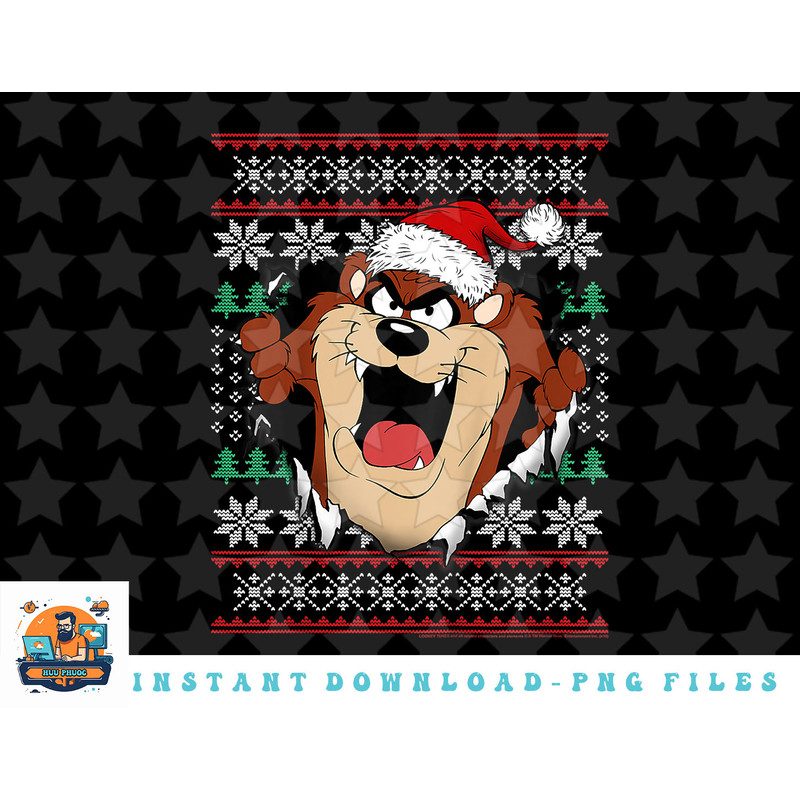 Kids Looney Tunes Christmas Sweater Taz Rip Through png, sublimation, digital download.jpg