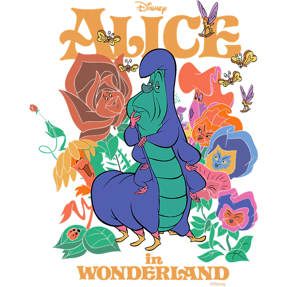Disney Alice in Wonderland Caterpillar and Flowers Vintage png, sublimation, digital download.pngDisney Alice in Wonderland Caterpillar and Flowers Vintage pn